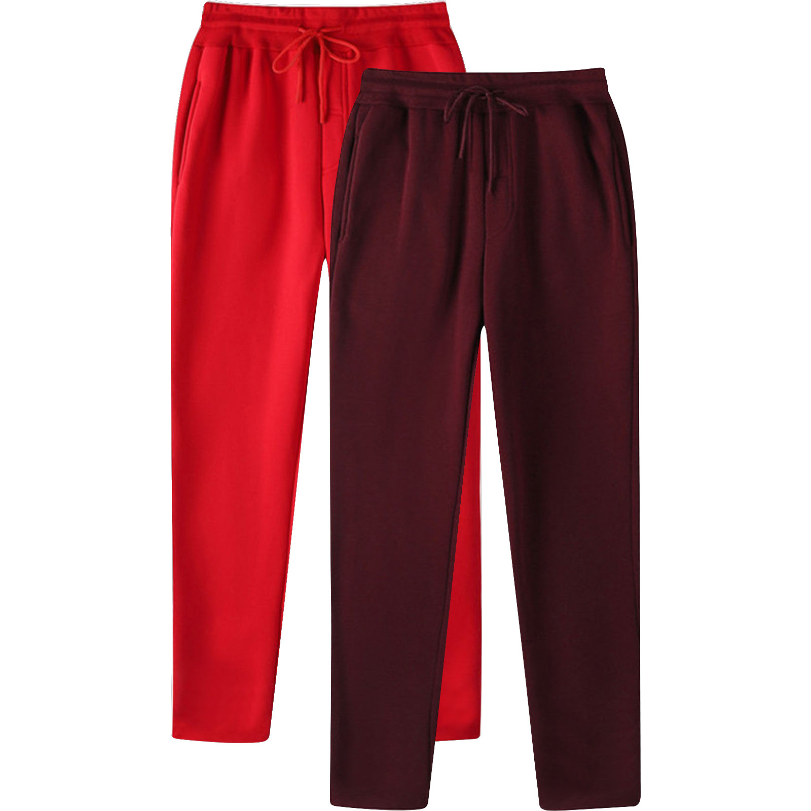 Dagegui 2 Pack Mens Jogger Sweatpants Drawstring Winter Long Pant with Pockets Loose Fit Running Athletic Pants Soft Comfy Loung Sweatpant Today Deals Red M